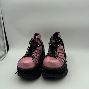 Neptune Platform Boots Mens 11 Pink Holographic Chunky Spiked Strap High Top